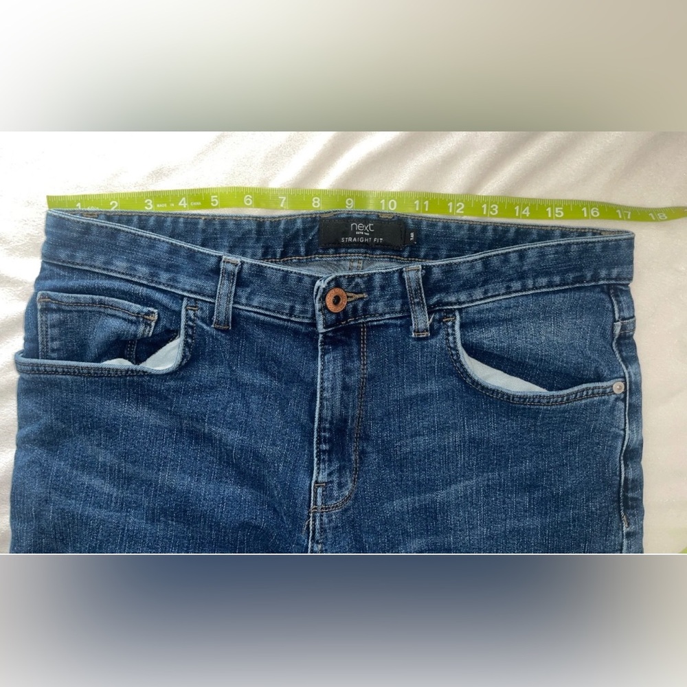 Mens Next Jeans Size 34R Blue Denim Straight Fit Pants W34 L31 - Picture 3 of 11